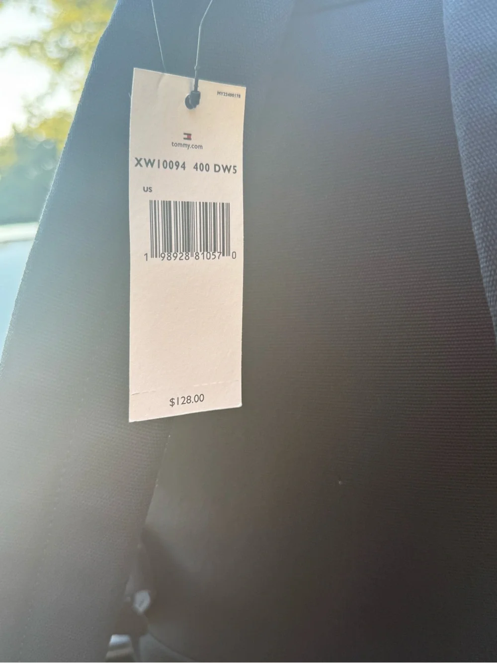 Tommy Hilfiger Black Backpack with Maroon Script Patch